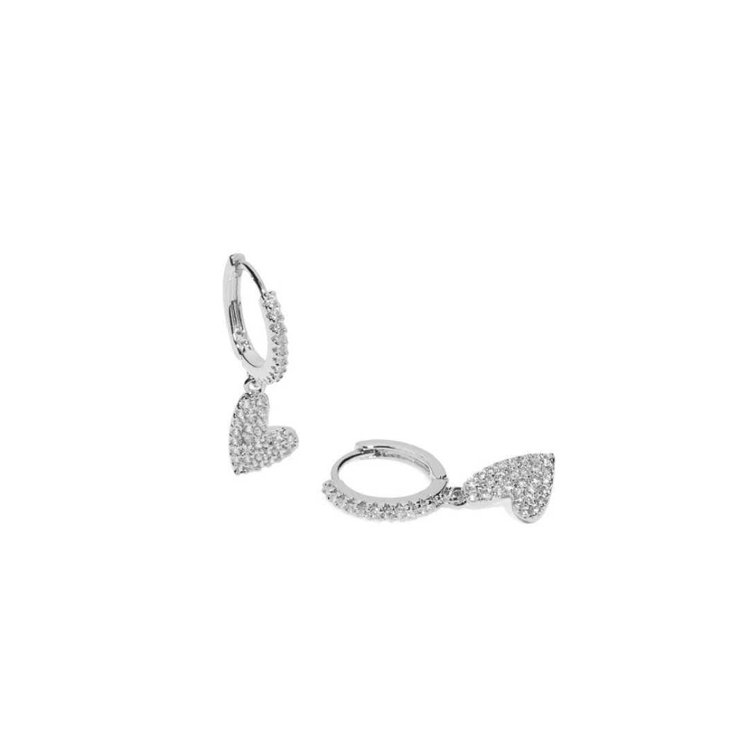 SHIMMERING HEARTS SILVER HUGGIES - ARETES - Malandra Jewelry - AA1439.P - G66839