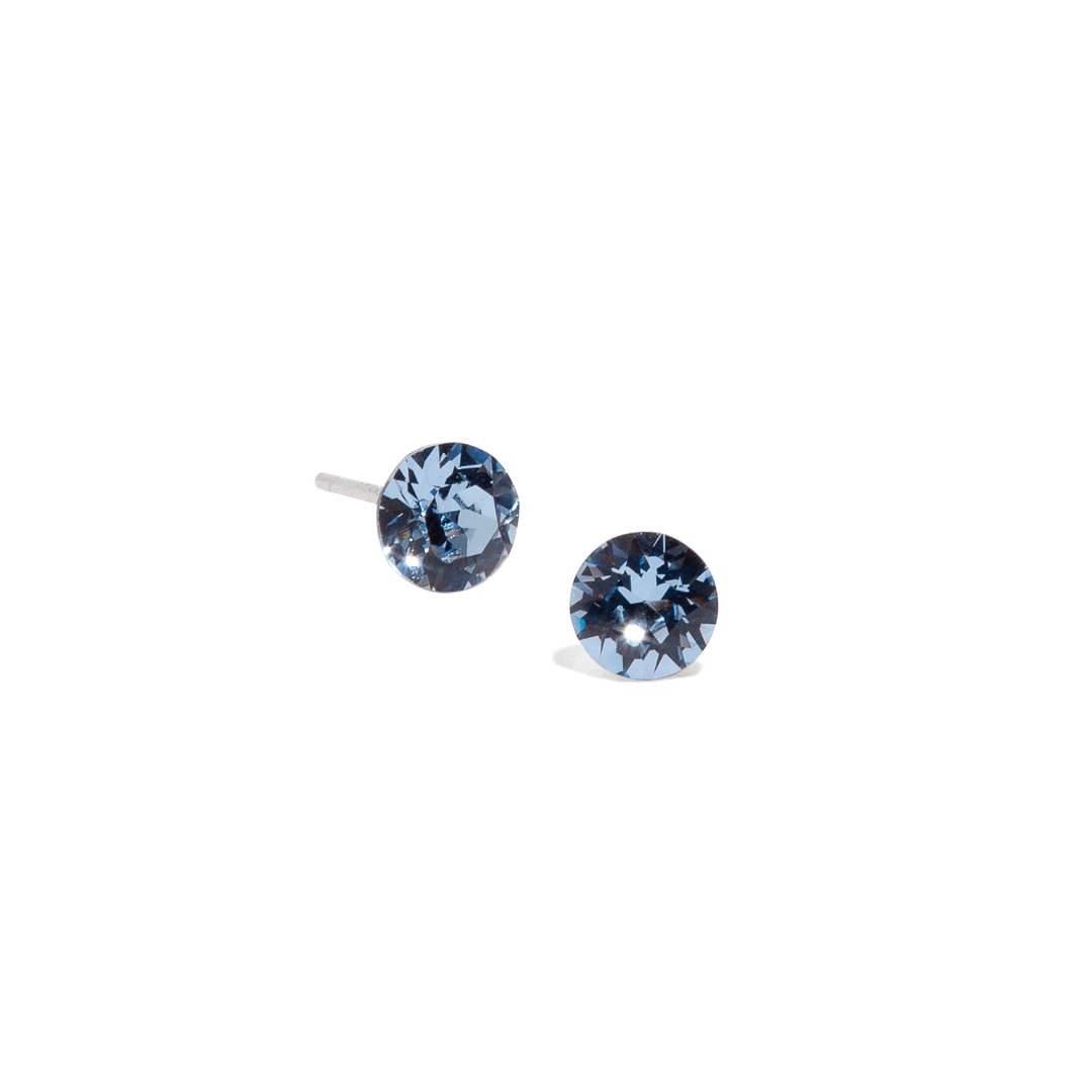 SHINY CRYSTAL NAVY STUDS - ARETES - Malandra Jewelry - ZWA49.A - QX05454Y