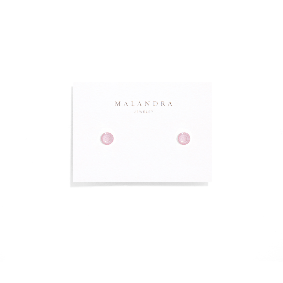 SHINY CRYSTAL PINK STUDS - ARETES - Malandra Jewelry - ZWA50.R - QX05454Y