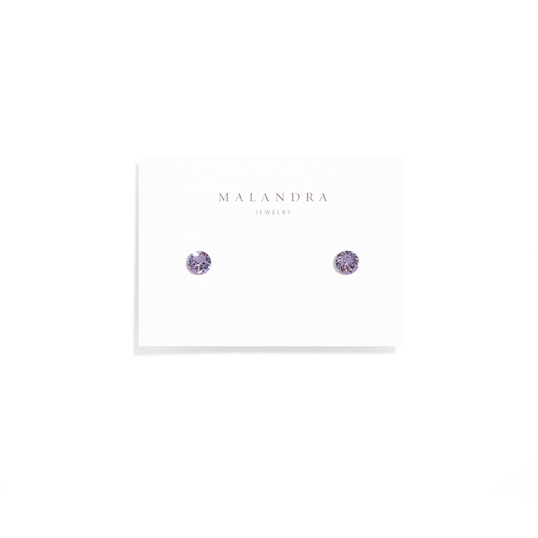 SHINY CRYSTAL VIOLET STUDS - ARETES - Malandra Jewelry - ZWA49.M - QX05454Y