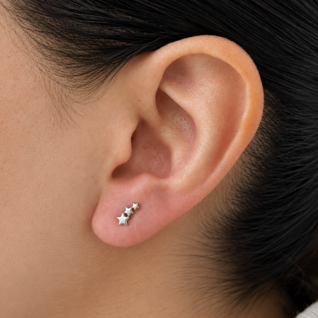 Shooting Star Silver Piercing - ARETES - Malandra Jewelry - ZTA45.P-EGD2526K