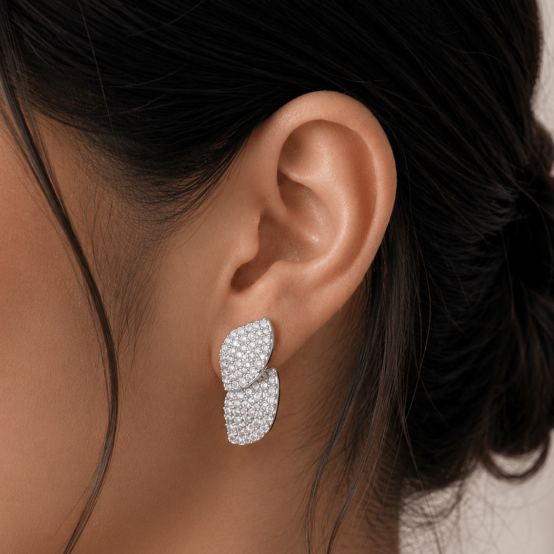 SILVER ALLURE PETAL EARRINGS - ARETES - Malandra Jewelry - EZAA68.P