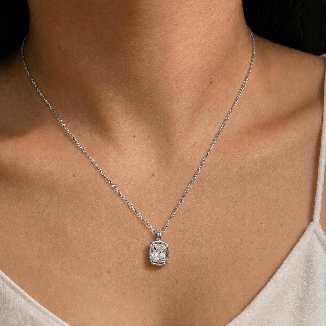 Silver Allure Rectangle Necklace - COLLARES - Malandra Jewelry - EUWC602.P-JDN0104306-4-S