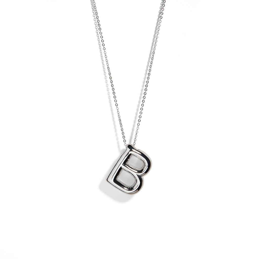 SILVER BALLOON LETTER NECKLACE - COLLARES - Malandra Jewelry - EAEC6.A-N3701361N-001