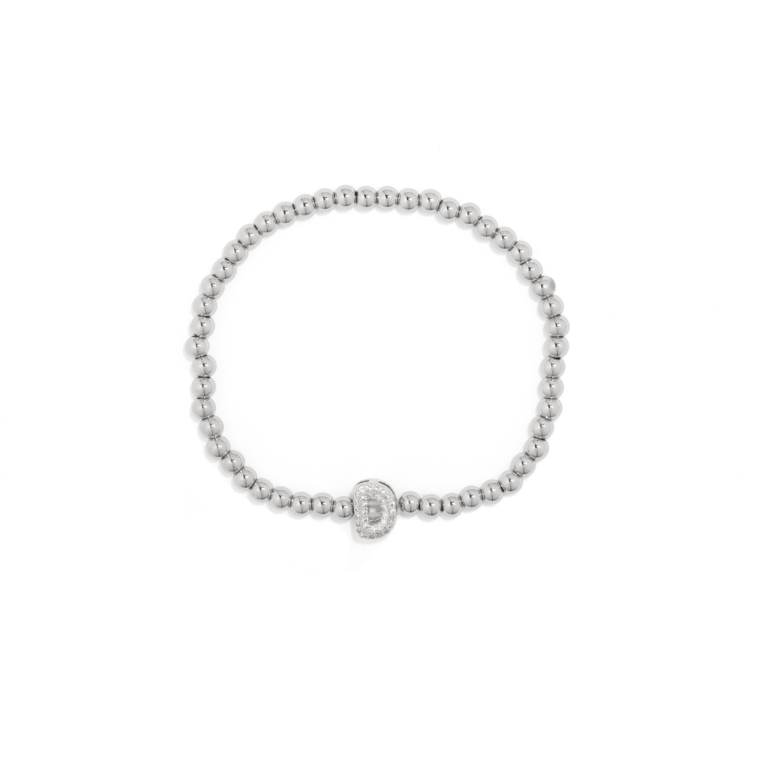 SILVER BEADS INITIAL BRACELET - PULSERAS - Malandra Jewelry - AP1535.A - J64484