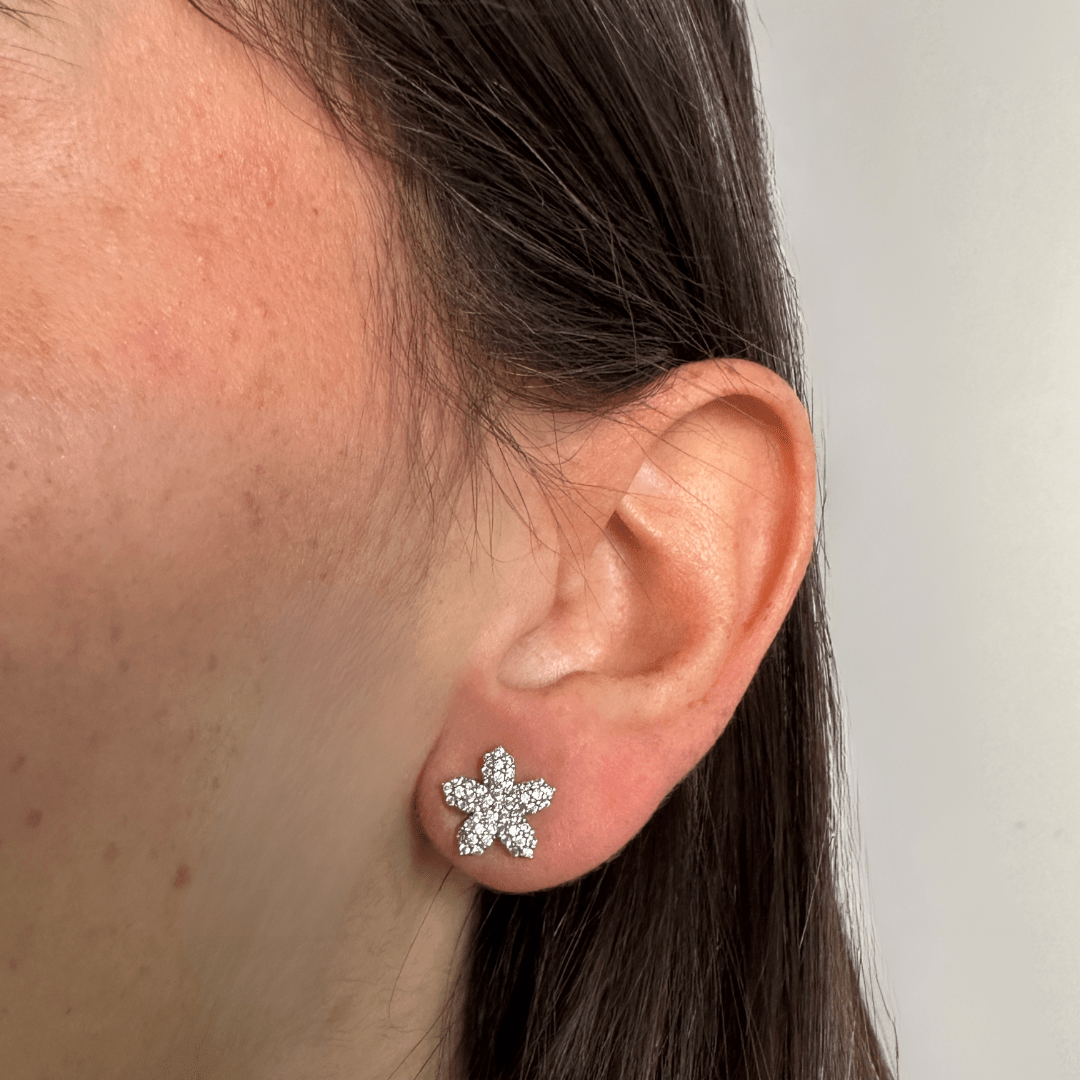 SILVER BLOOM SPARK STUDS - ARETES - Malandra Jewelry - XBA166.P - MAE00118 RHCRY