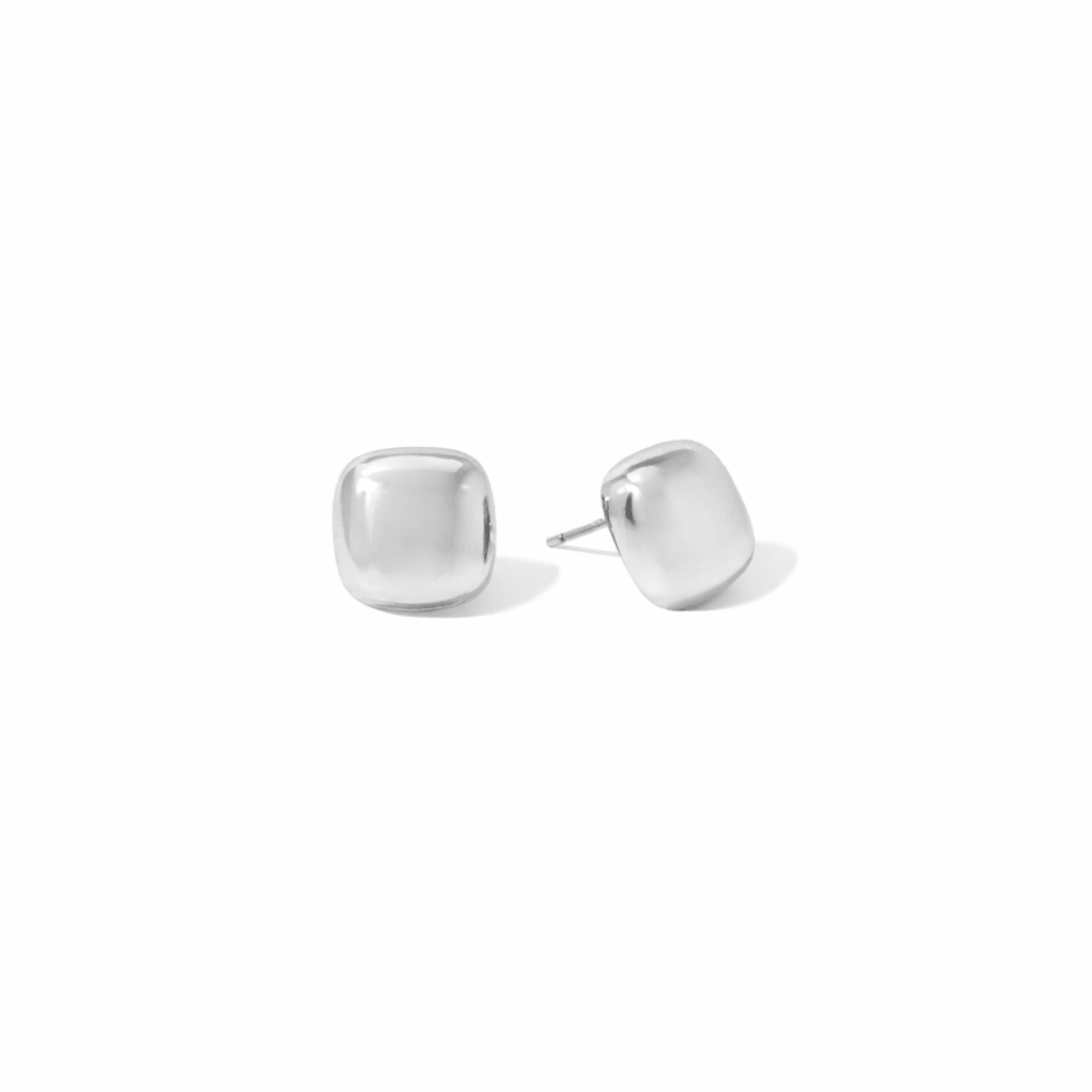SILVER BOLD SQUARE STUDS - ARETES - Malandra Jewelry - ZWA116.P-QX02751Y