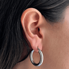 SILVER CLASSIC HOOPS - ARETES - Malandra Jewelry - AA1555.P - B61652