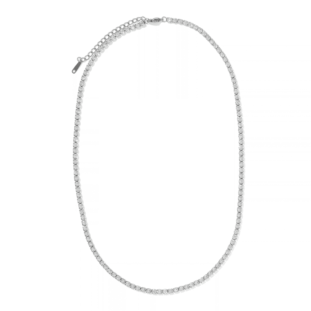 Silver Classic Tennis Necklace - Collares - Malandra Jewelry - EUWC678.P-JDN0307071-S