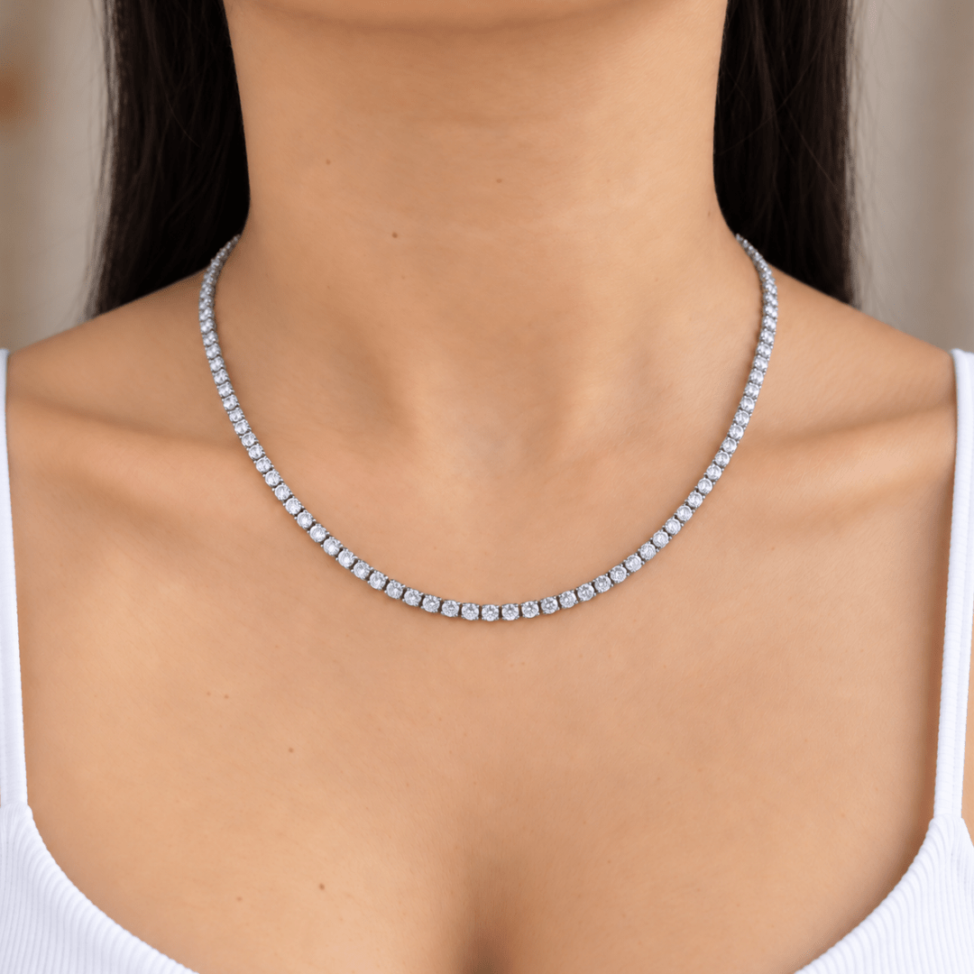 Silver Classic Tennis Necklace - Collares - Malandra Jewelry - EUWC678.P-JDN0307071-S
