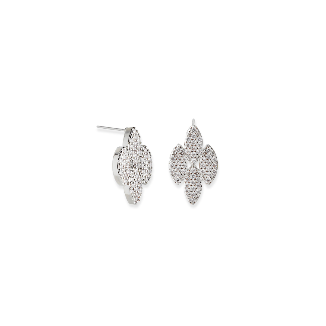 SILVER CLOVER SPARKLE EARRINGS - ARETES - Malandra Jewelry - XIA30.P - CE5213RH