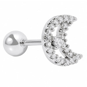 SILVER CRESCENT GLOW PIERCING - ARETES - Malandra Jewelry - ZTA34.P-EGD1965