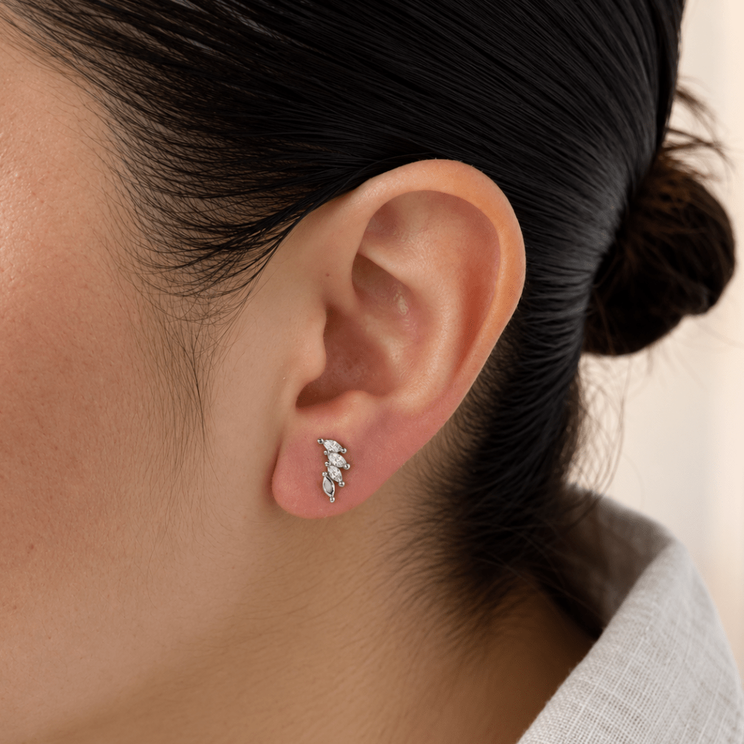 Silver Crescent Piercing - ARETES - Malandra Jewelry - ZTA39.P-EGD1659K