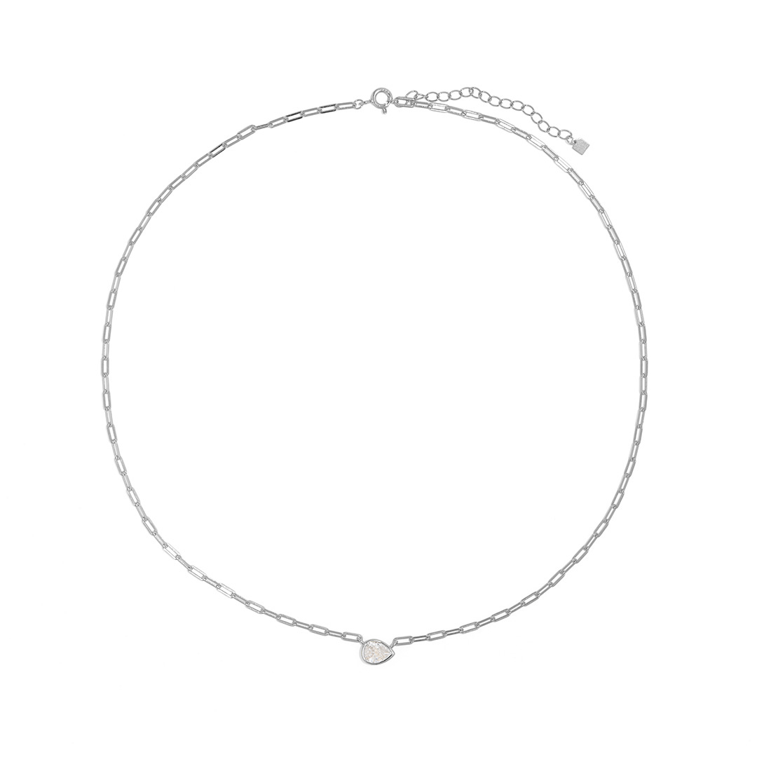 SILVER CRYSTAL DROP NECKLACE - COLLARES - Malandra Jewelry - EAWC108.P - M231202000271