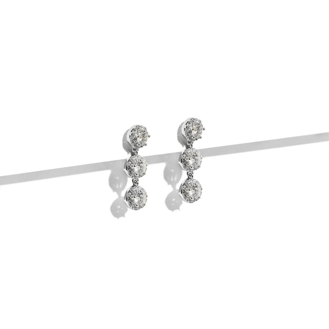 SILVER CRYSTAL FALL EARRINGS - ARETES - Malandra Jewelry - ZWA66.P - QX04281