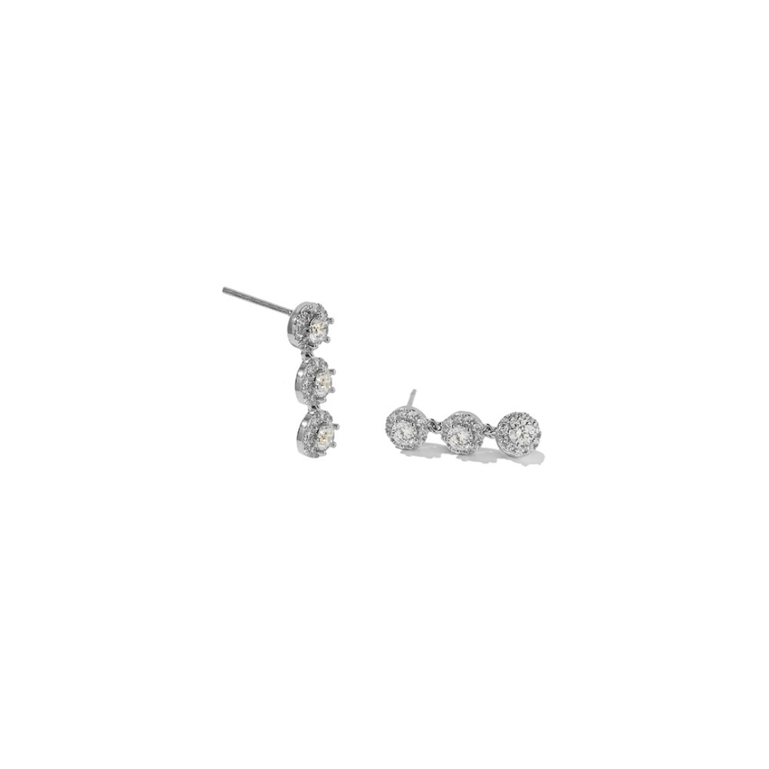 SILVER CRYSTAL FALL EARRINGS - ARETES - Malandra Jewelry - ZWA66.P - QX04281