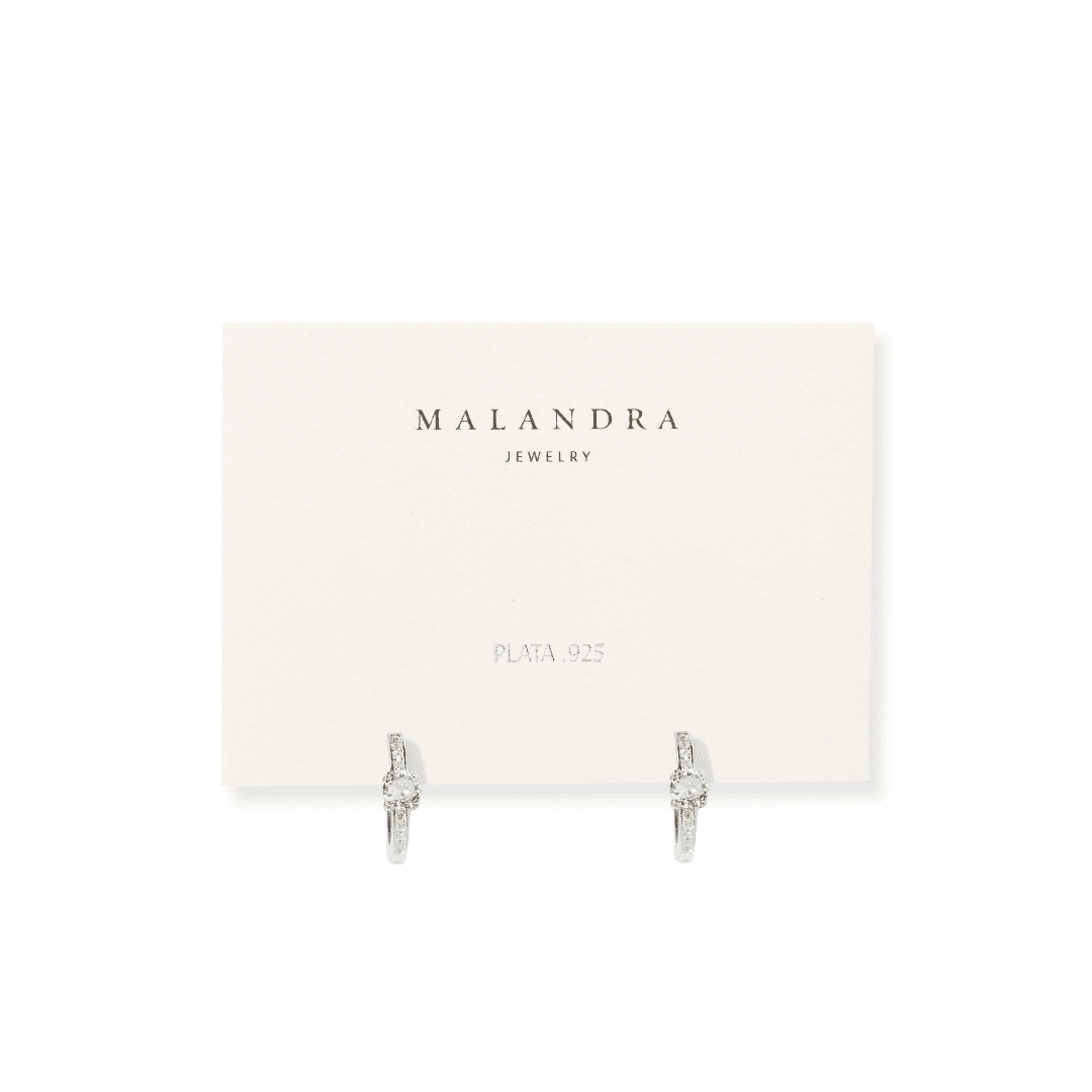 SILVER CUBE SPARK HOOPS - ARETES - Malandra Jewelry - FBA469-1EAR0062-PR