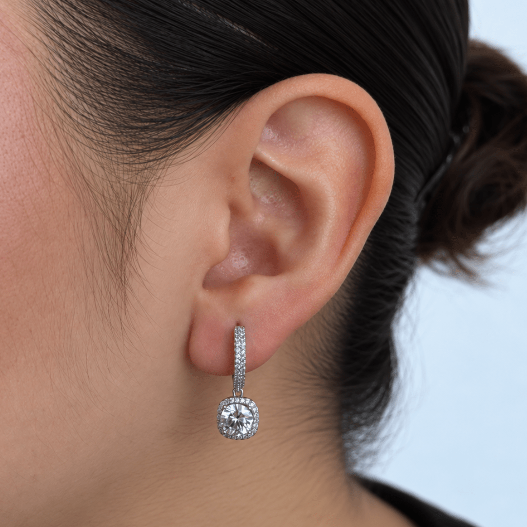 Silver Cushion Hoop Earrings - ARETES - Malandra Jewelry - ZWA160.P-QX08166Z