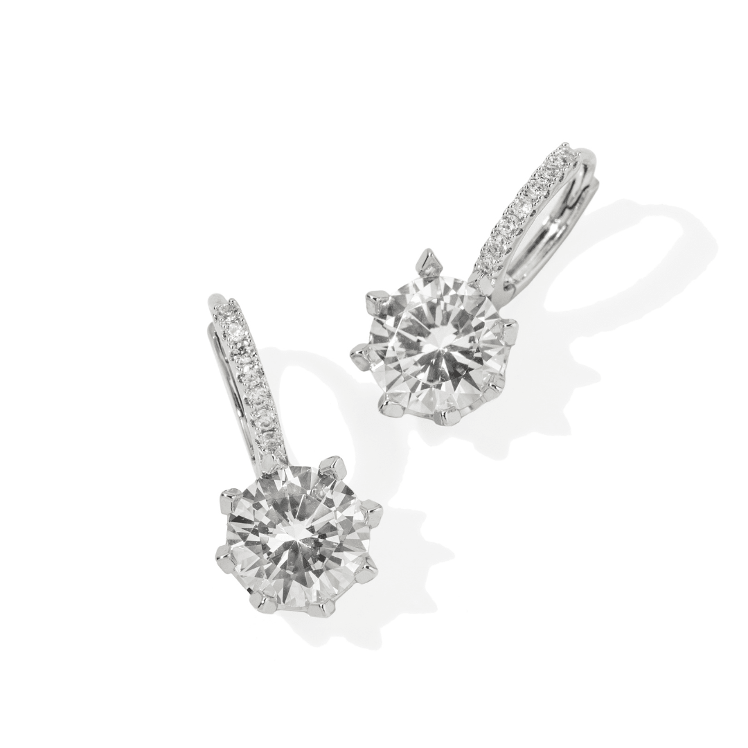 Silver Dazzle Drop Earrings - ARETES - Malandra Jewelry - ZWA177.P-QX07470Z