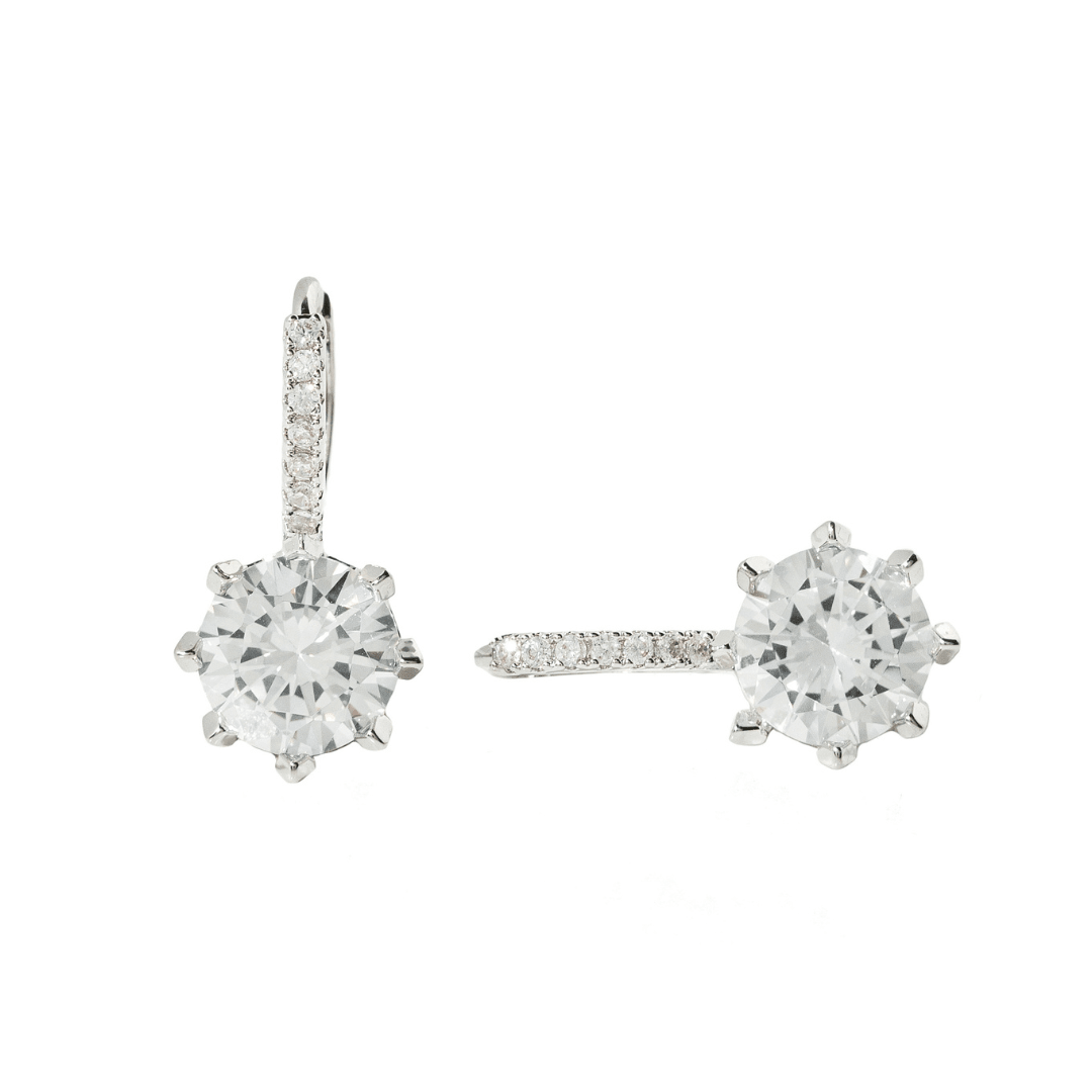 Silver Dazzle Drop Earrings - ARETES - Malandra Jewelry - ZWA177.P-QX07470Z