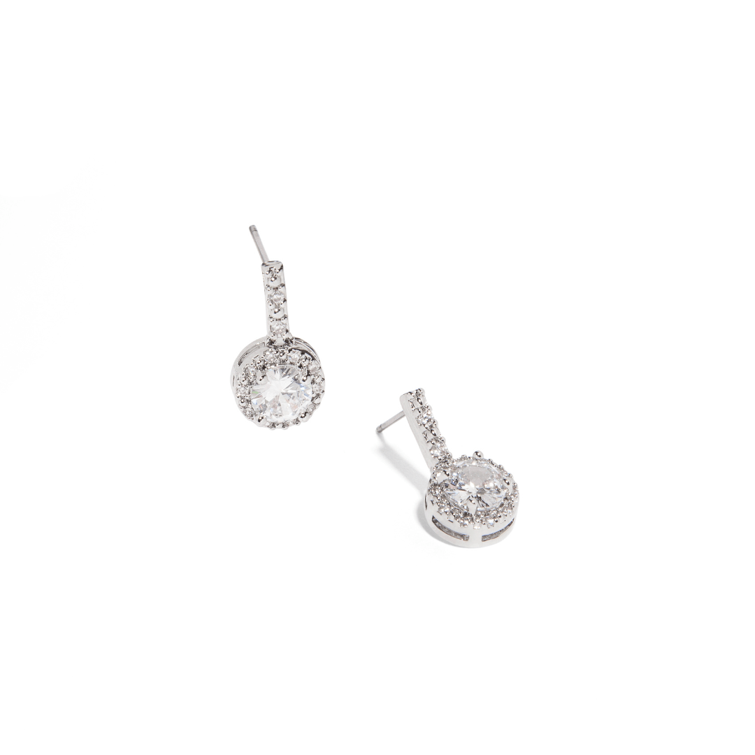 SILVER DAZZLE HALO EARRINGS - ARETES - Malandra Jewelry - XIA20.P - CE5013SCL