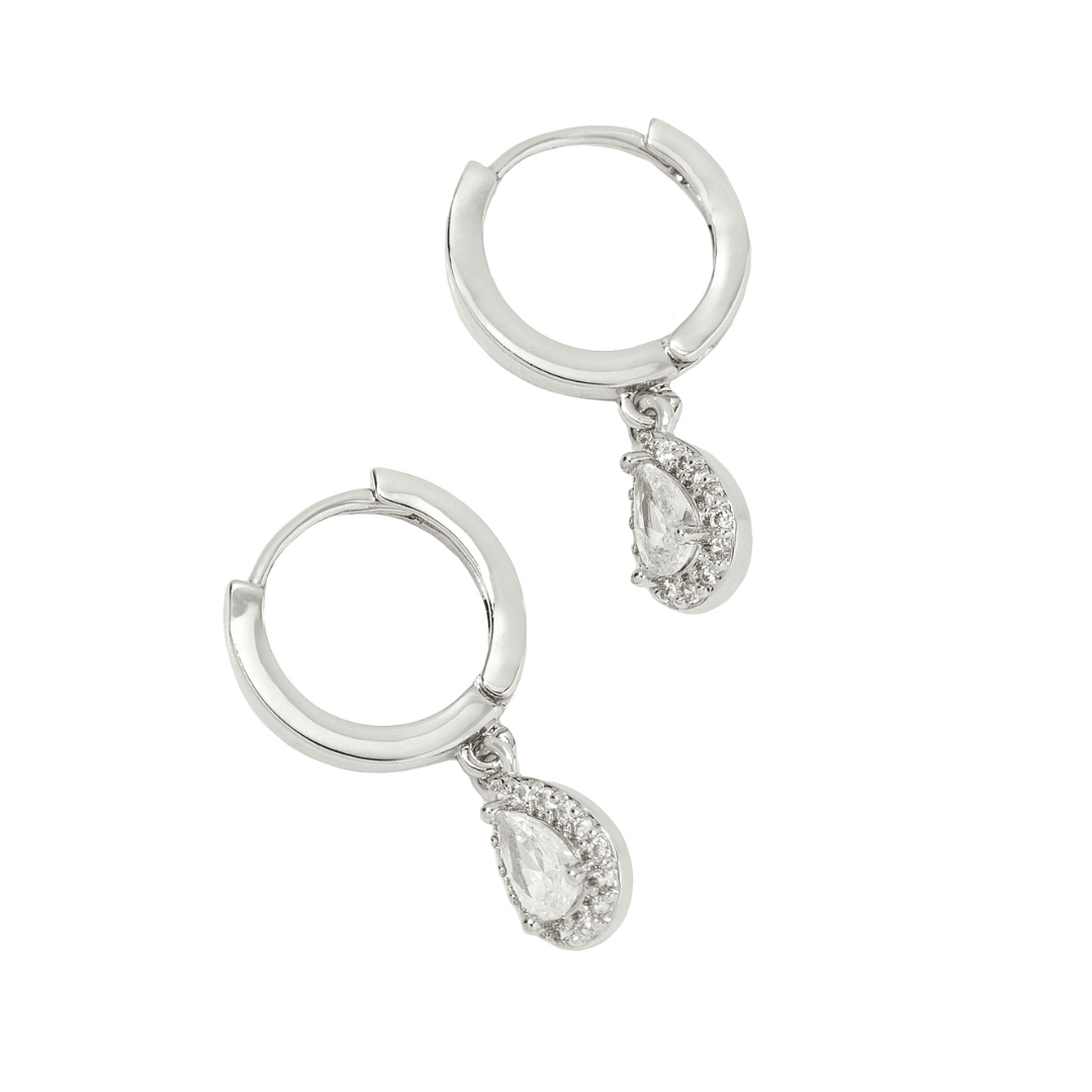 Silver Dewdrop Hoops - ARETES - Malandra Jewelry - ZYA16.P