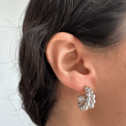 SILVER DOUBLE SPHERE HOOPS - ARETES - Malandra Jewelry - FBA415.P - JAR0200 - PL