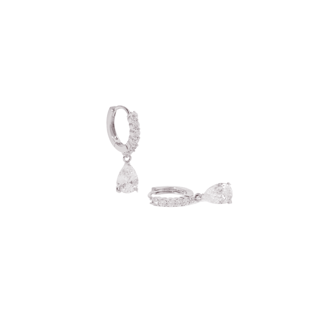 SILVER DROP GLEAM HOOPS - ARETES - Malandra Jewelry - ZWA122.P-QX01368