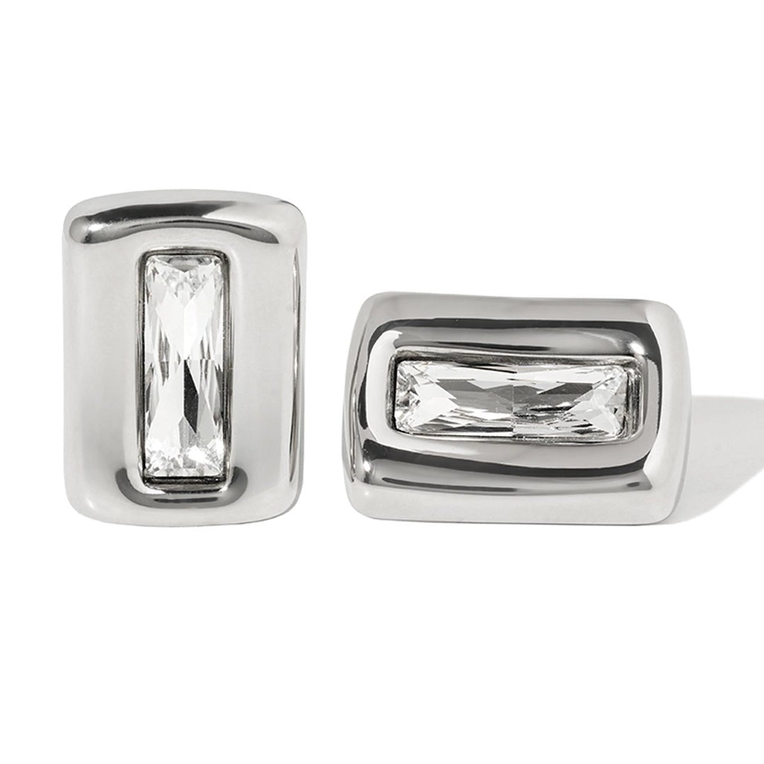 SILVER EDGE CRYSTAL EARRINGS - ARETES - Malandra Jewelry - EUWA318.P-JDE0109012-S