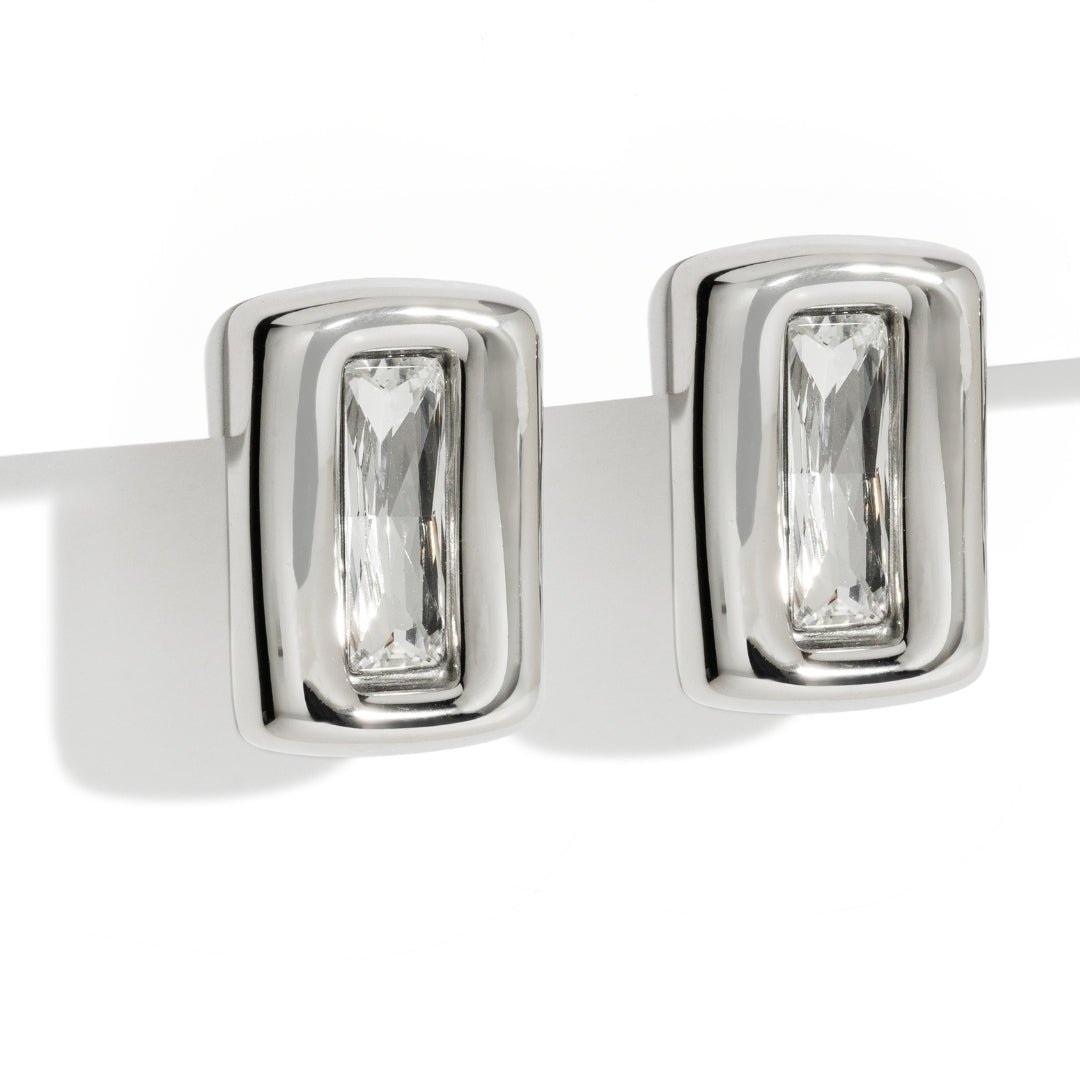 SILVER EDGE CRYSTAL EARRINGS - ARETES - Malandra Jewelry - EUWA318.P-JDE0109012-S