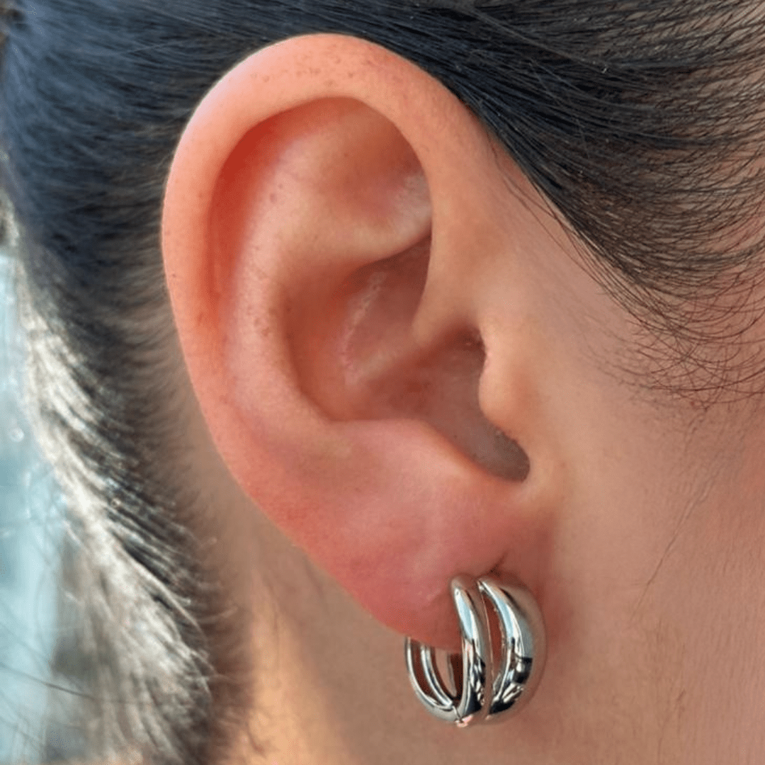 SILVER ESSENCE HOOPS - ARETES - Malandra Jewelry - ZWA84.P-QX06487