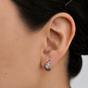 Silver Flare Drop Huggies - ARETES - Malandra Jewelry - EUWA608.P-JDE0312229-S