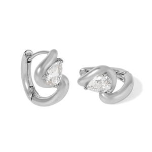 Silver Flare Drop Huggies - ARETES - Malandra Jewelry - EUWA608.P-JDE0312229-S