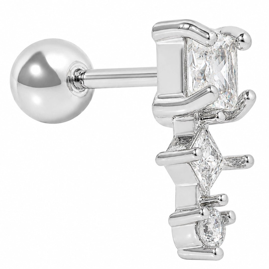 SILVER GEOMETRY LUXE PIERCING - ARETES - Malandra Jewelry - ZTA35.P-EGD1981