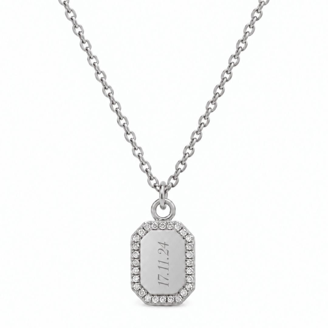 SILVER GLAM CUSTOM TAG NECKLACE - COLLARES GRABADOS - Malandra Jewelry - LJC2.P-JT-NB2958