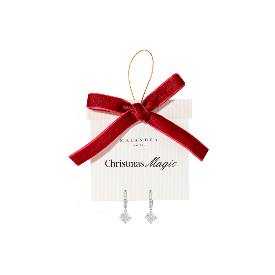 SILVER GLAM RHOMBUS EARRINGS - ARETES - Malandra Jewelry - ZWA70.P-QX01335