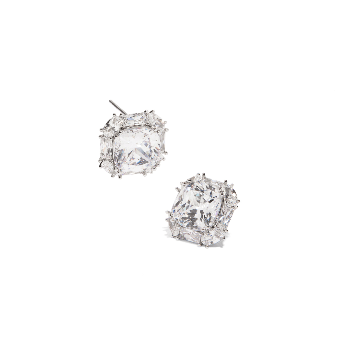SILVER GLAM SQUARE EARRINGS - ARETES - Malandra Jewelry - ZOA19.P - N15592A8Z