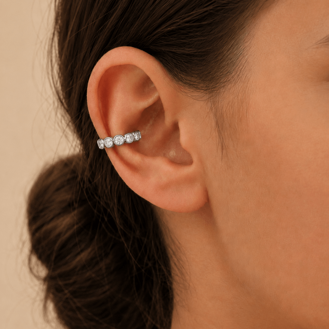SILVER GLOW EAR CUFF - ARETES - Malandra Jewelry - EUWA307.P-JDE0307049-S