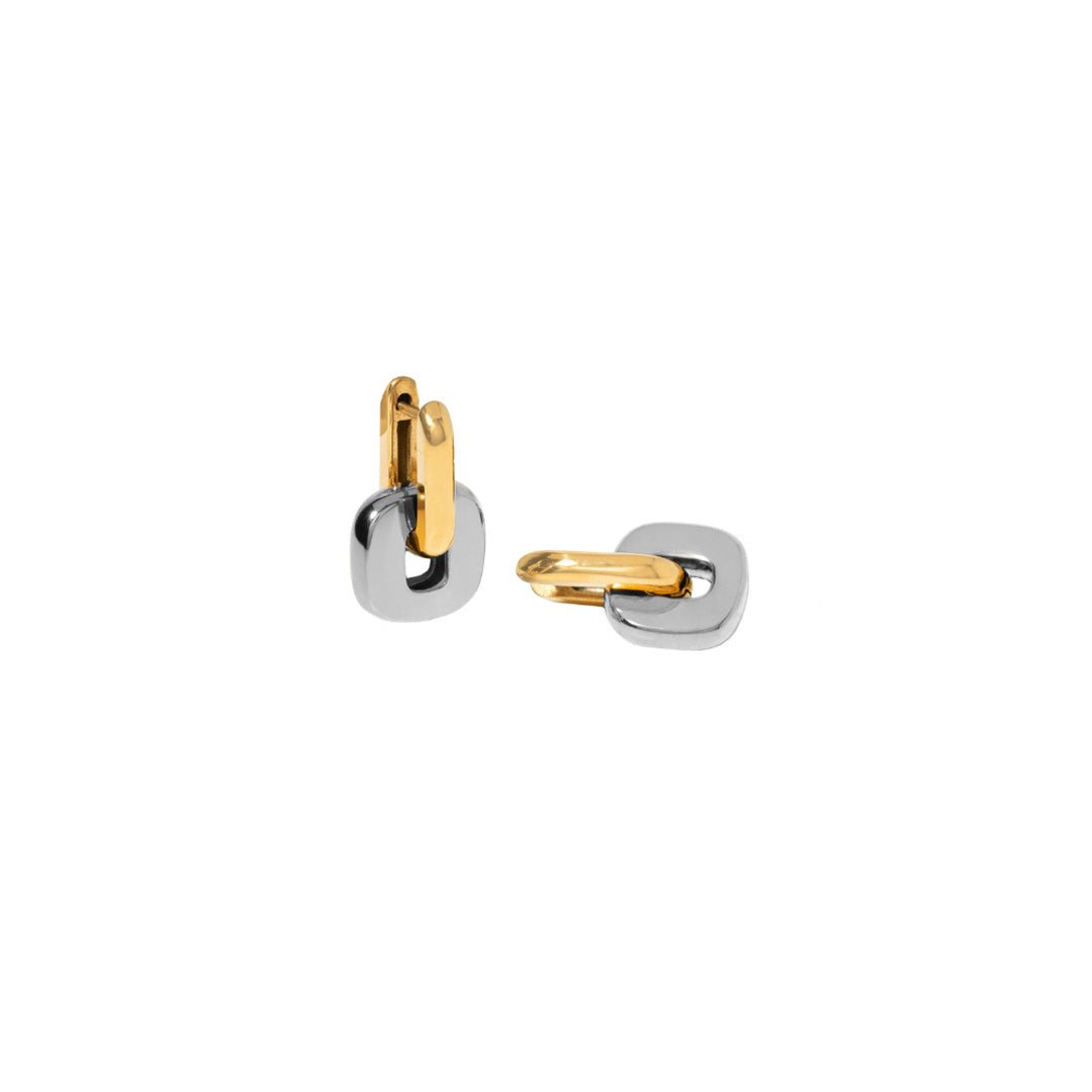 SILVER & GOLD BOLD LINK EARRINGS - ARETES - Malandra Jewelry - EUWA298-JDE0303016-PS