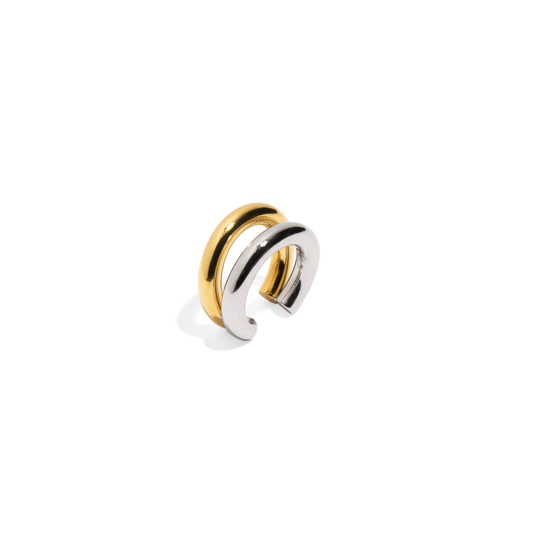 SILVER & GOLD DOUBLE EAR CUFF - ARETES - Malandra Jewelry - AA1420 - J46646