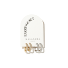 SILVER & GOLD GLAM EARRINGS SET - ARETES - Malandra Jewelry - EZA11 - VE144