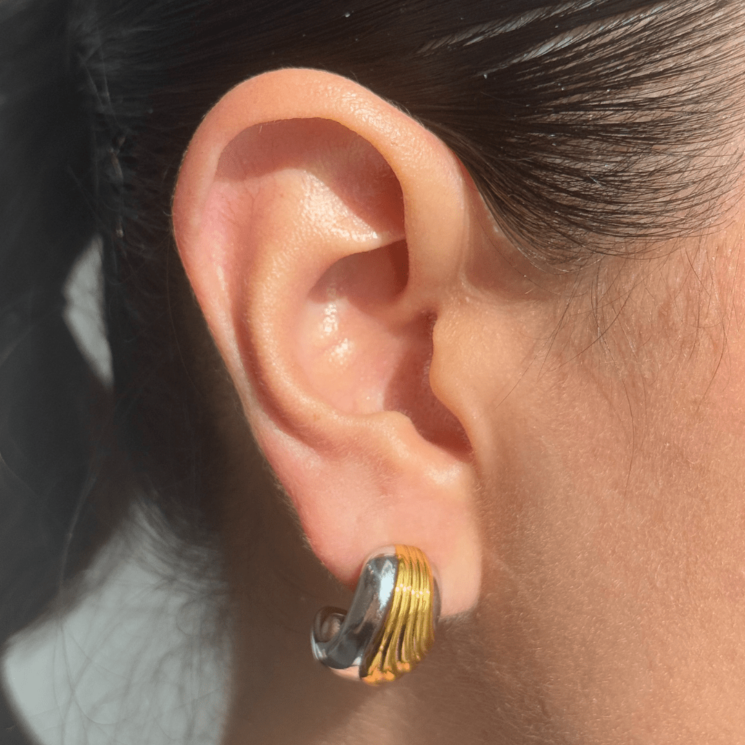 SILVER & GOLD GLEAM EARRINGS - ARETES - Malandra Jewelry - EUWA204 - JDE0303020 - PS