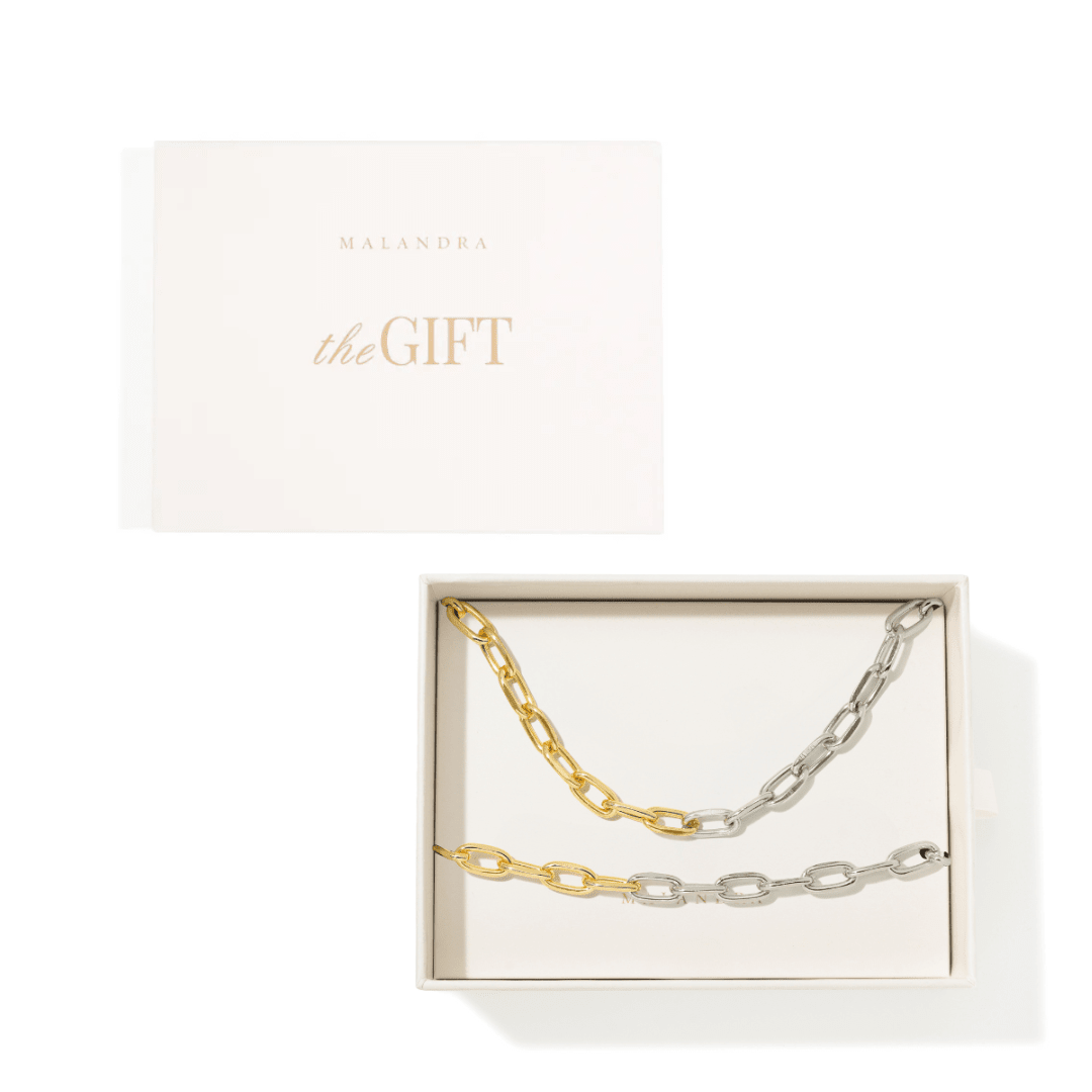 SILVER & GOLD LINK CLASSIC GIFT SET - SETS DE REGALO - Malandra Jewelry - SET194/TC2255/TP2257
