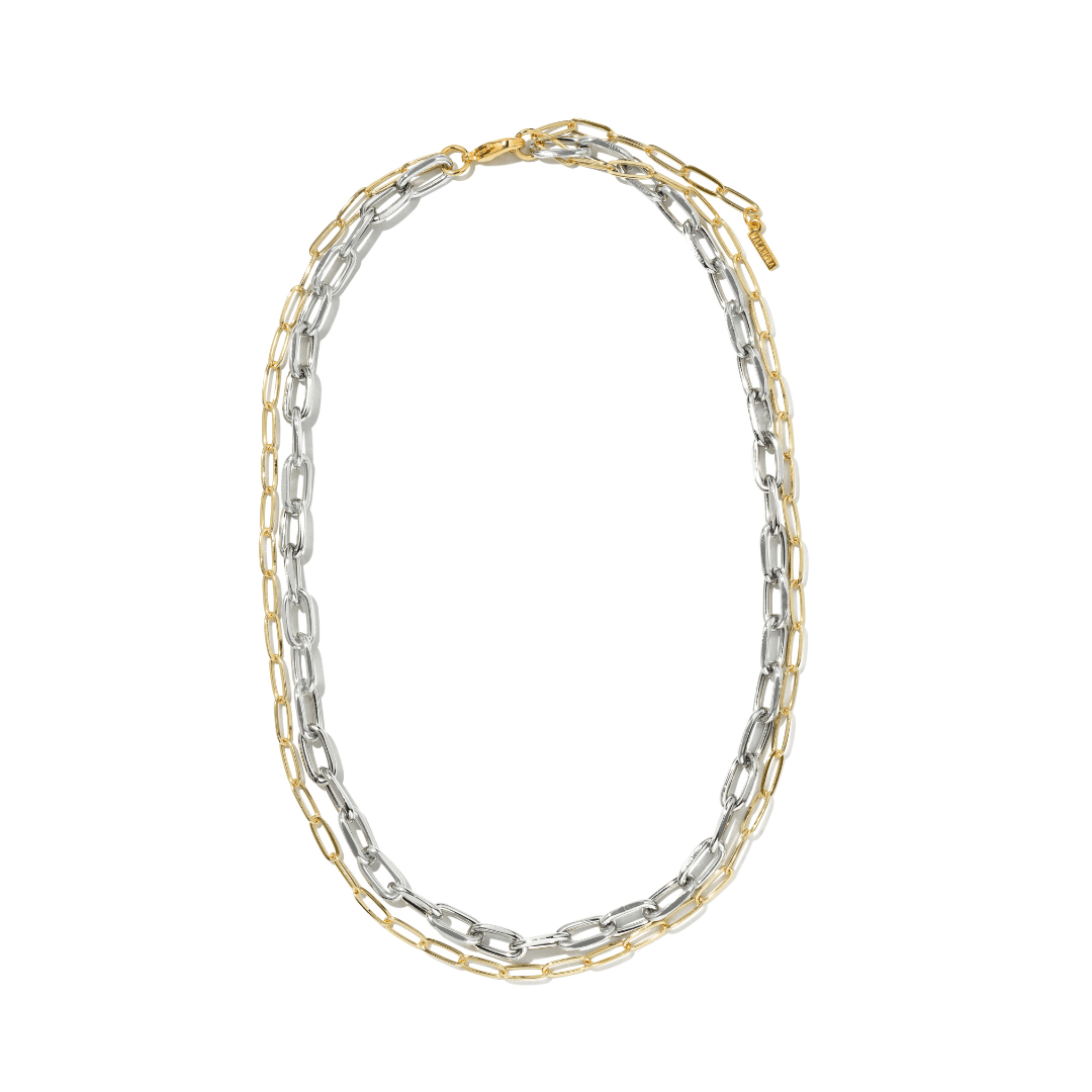 SILVER & GOLD LINK NECKLACE - COLLARES - Malandra Jewelry - TC2264