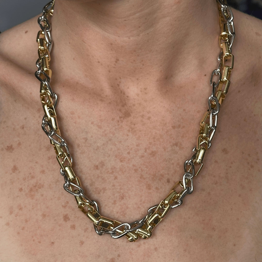SILVER & GOLD TWIST CHAIN NECKLACE - COLLARES - Malandra Jewelry - TC1986