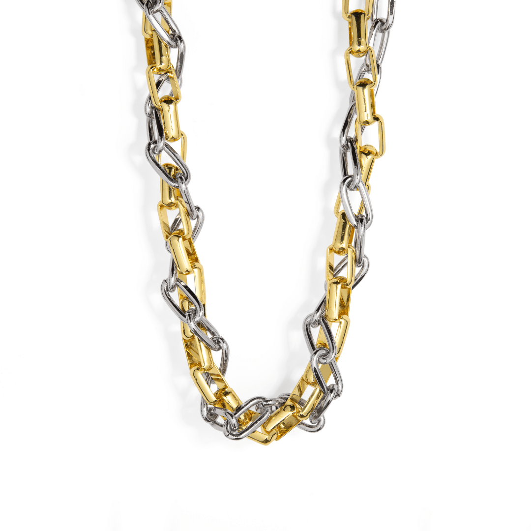 SILVER & GOLD TWIST CHAIN NECKLACE - COLLARES - Malandra Jewelry - TC1986