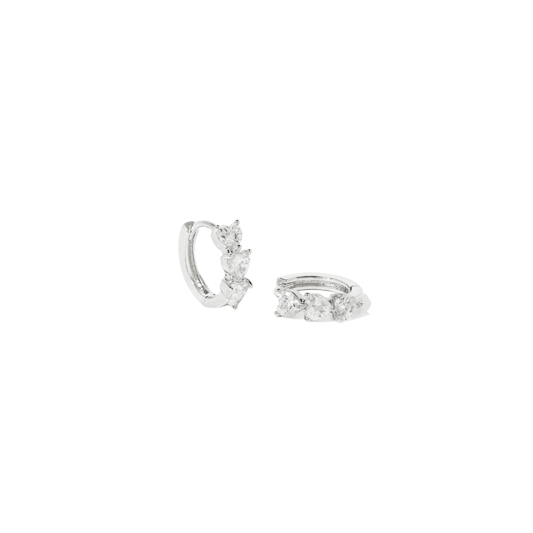 SILVER HALO HEARTS HOOPS - ARETES - Malandra Jewelry - ZWA17.P-QX01344
