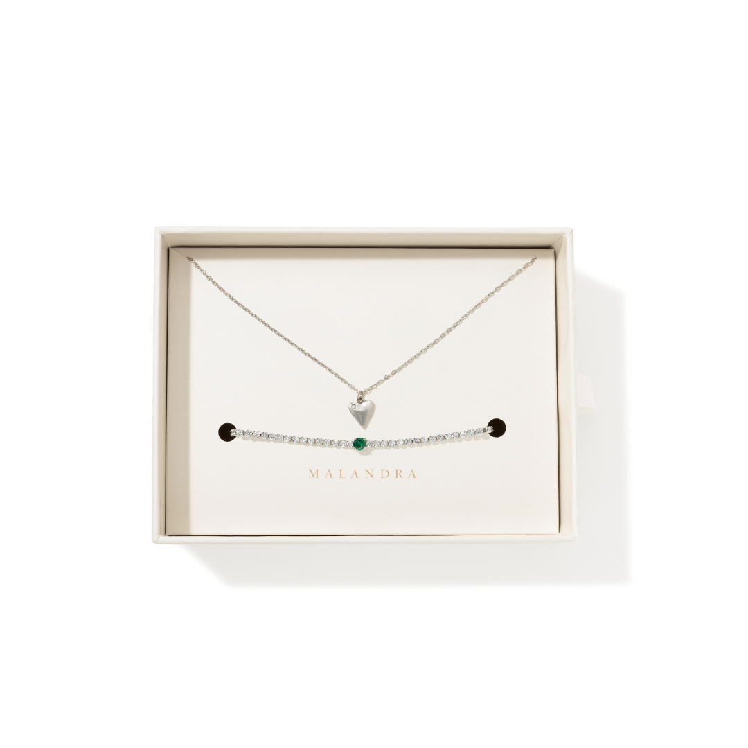SILVER HEART TENNIS GIFT SET - SETS DE REGALO - Malandra Jewelry - SET157 - ZXC8.P / ZXP17