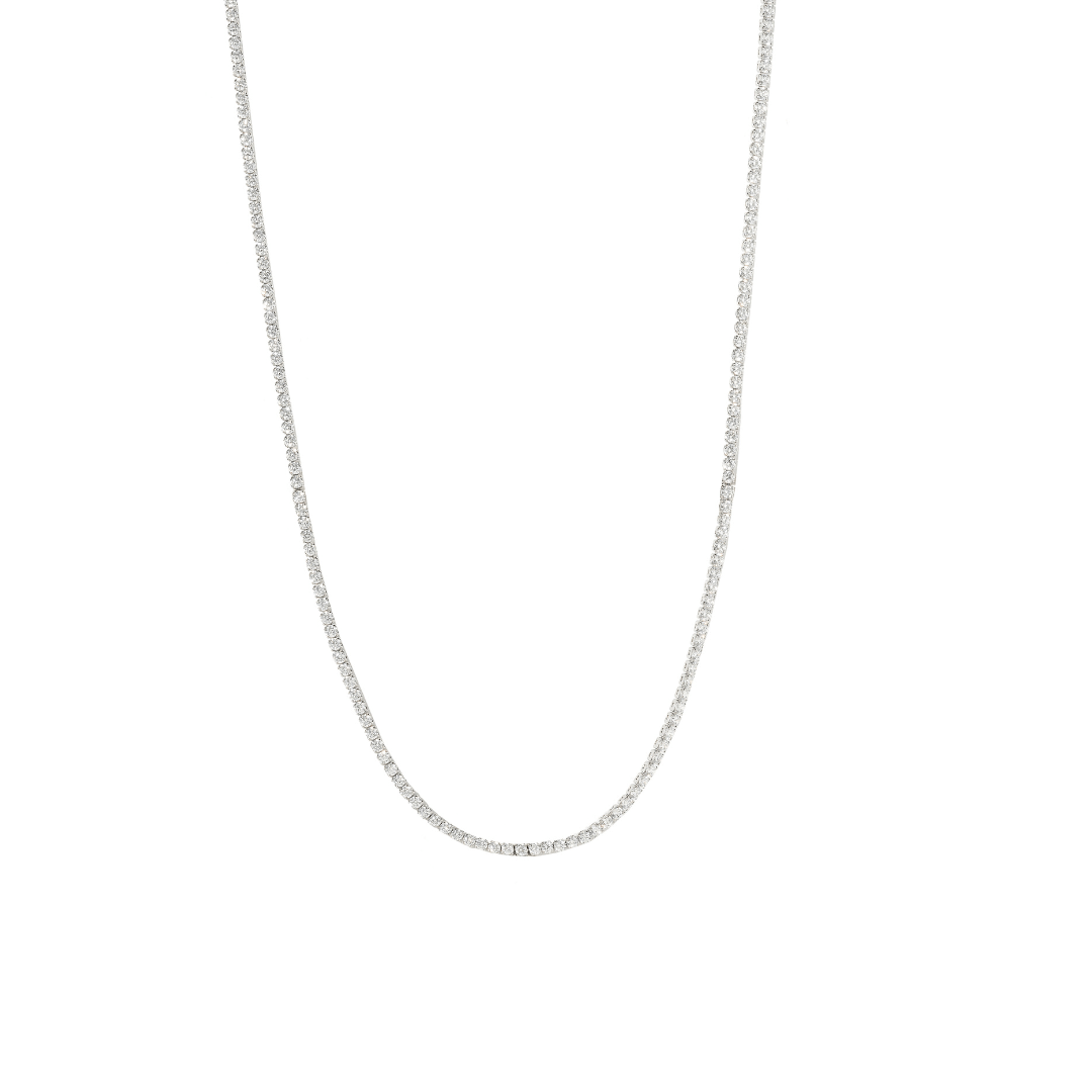 SILVER LARGE TENNIS NECKLACE - COLLARES - Malandra Jewelry - EYHC82-MODEL  7 NECKLACE