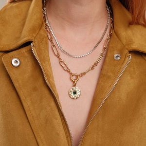 SILVER LARGE TENNIS NECKLACE - COLLARES - Malandra Jewelry - EYHC82-MODEL  7 NECKLACE